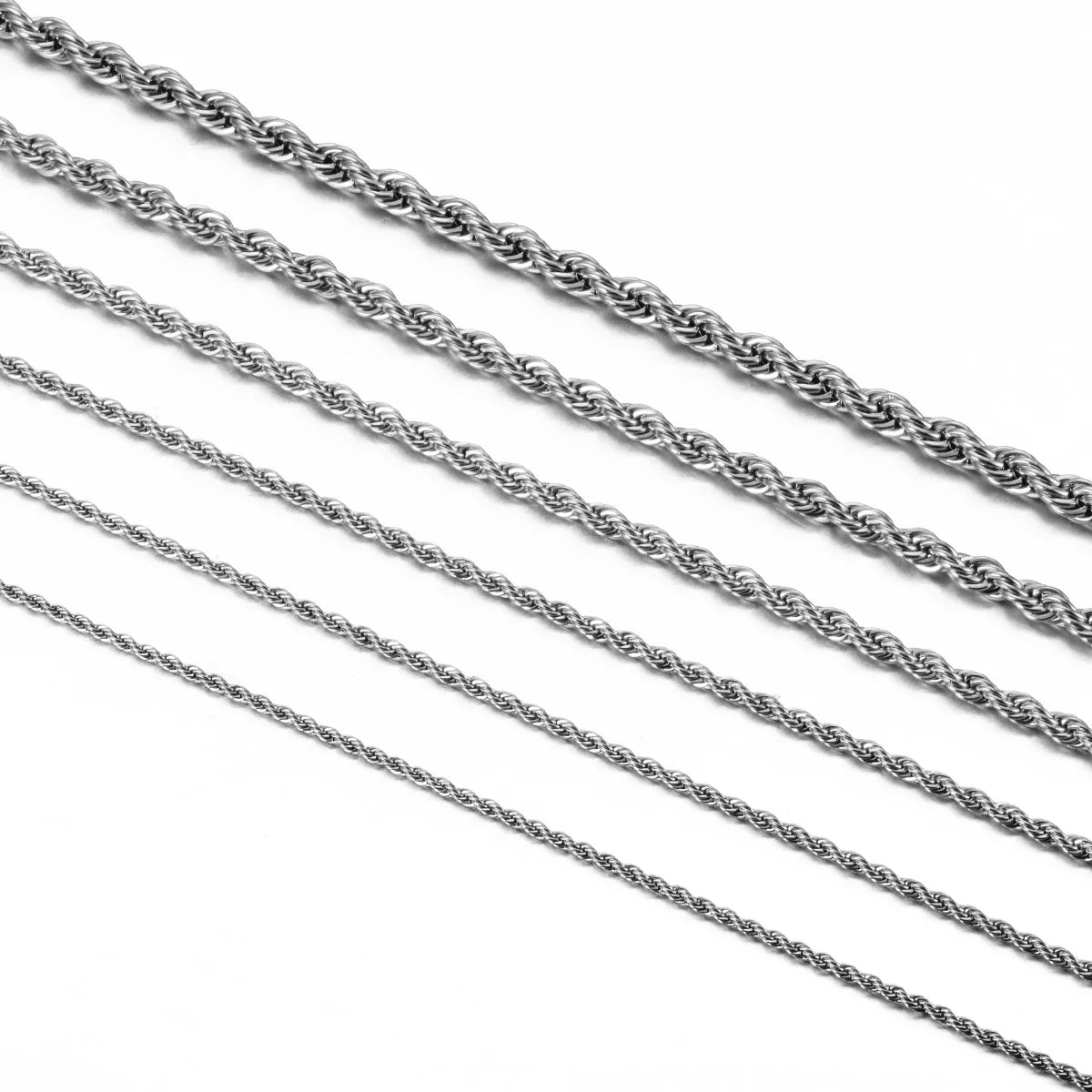 925 Sterling Silver Rope Chain Necklace & Bracelet – 2/3/4mm Unisex