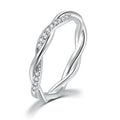 Dainty Winding Crystal Ring – Thin Temperament Silver Engagement Ring for Women
