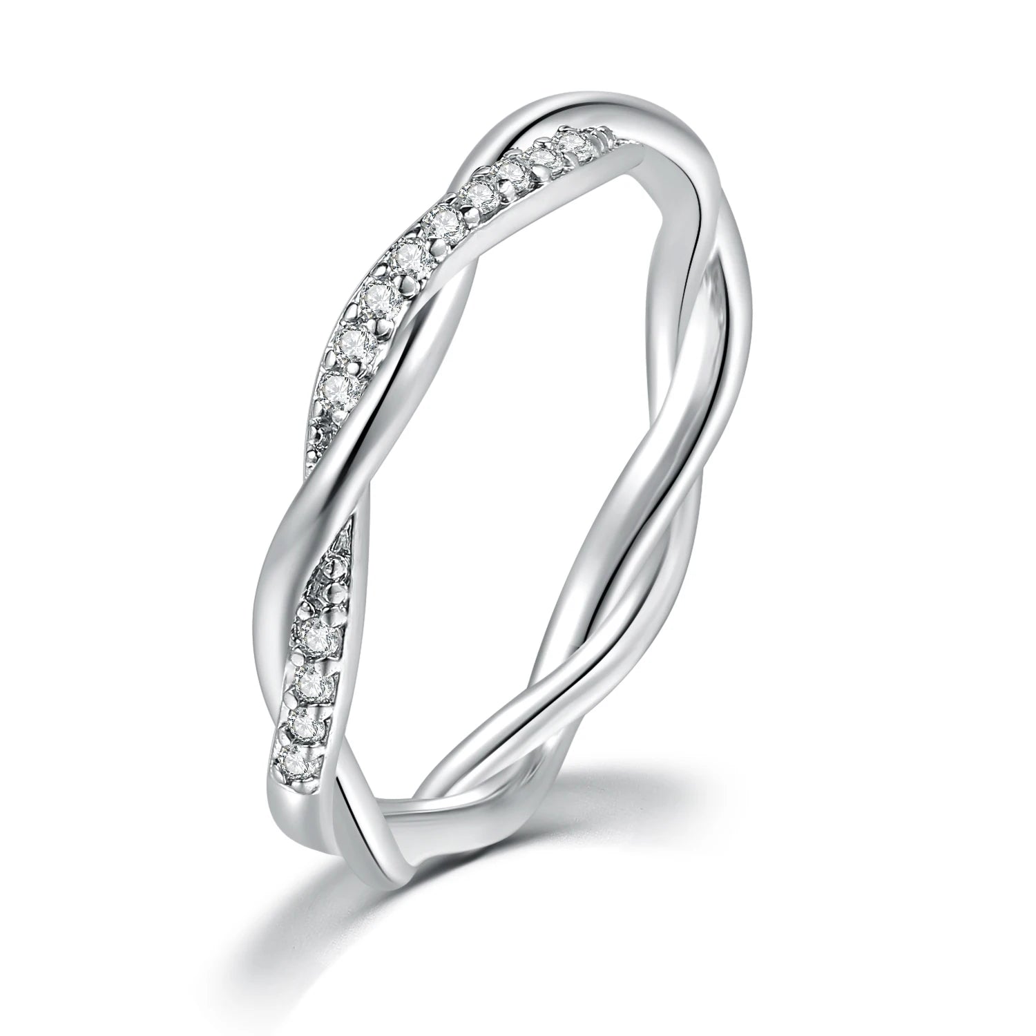 Dainty Winding Crystal Ring – Thin Temperament Silver Engagement Ring for Women