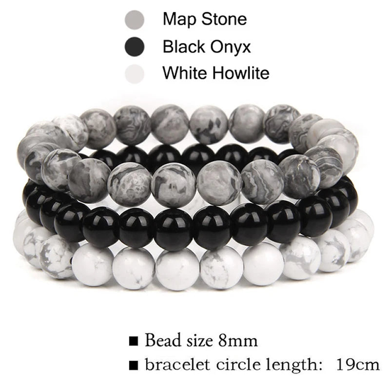 Natural Stone Bracelet Set – 8mm Healing Crystals, 3 Pieces
