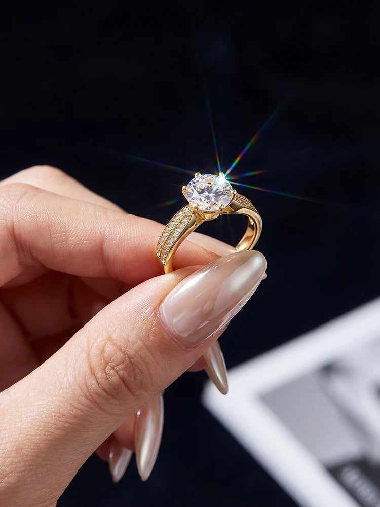 1CT Moissanite Solitaire Ring – 925 Sterling Silver | D Color VVS1 | Gold & Silver