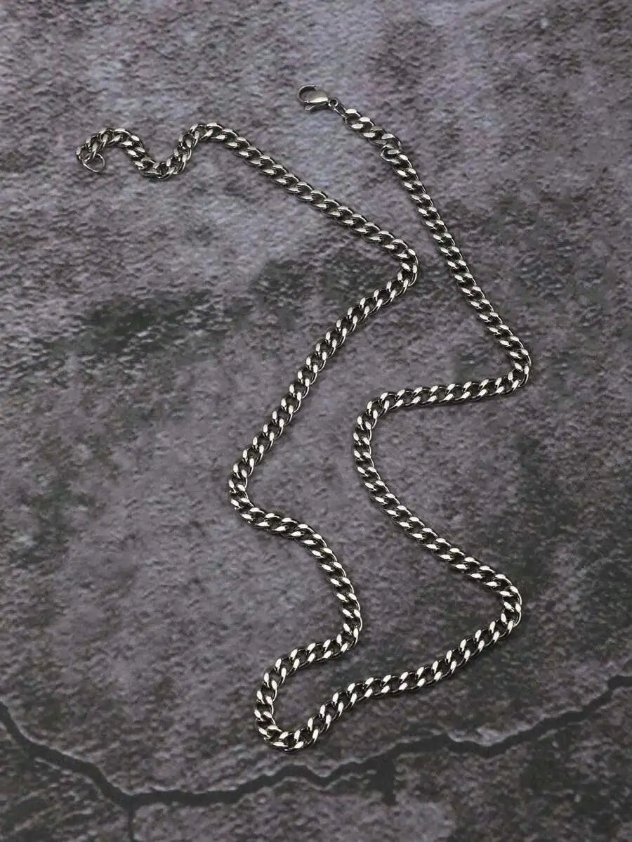Men’s Hip Hop Link Chain Necklace – Minimalist Stainless Steel Punk Style