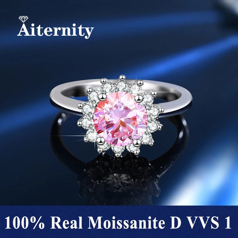 18K Gold Plated Moissanite Ring – D VVS1 Adjustable S925 Silver
