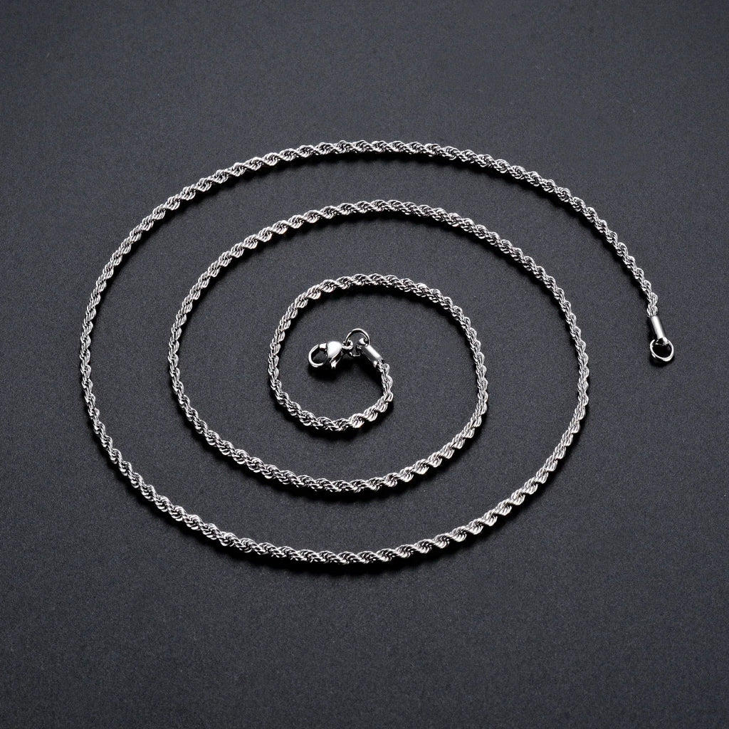 925 Sterling Silver Rope Chain Necklace & Bracelet – 2/3/4mm Unisex