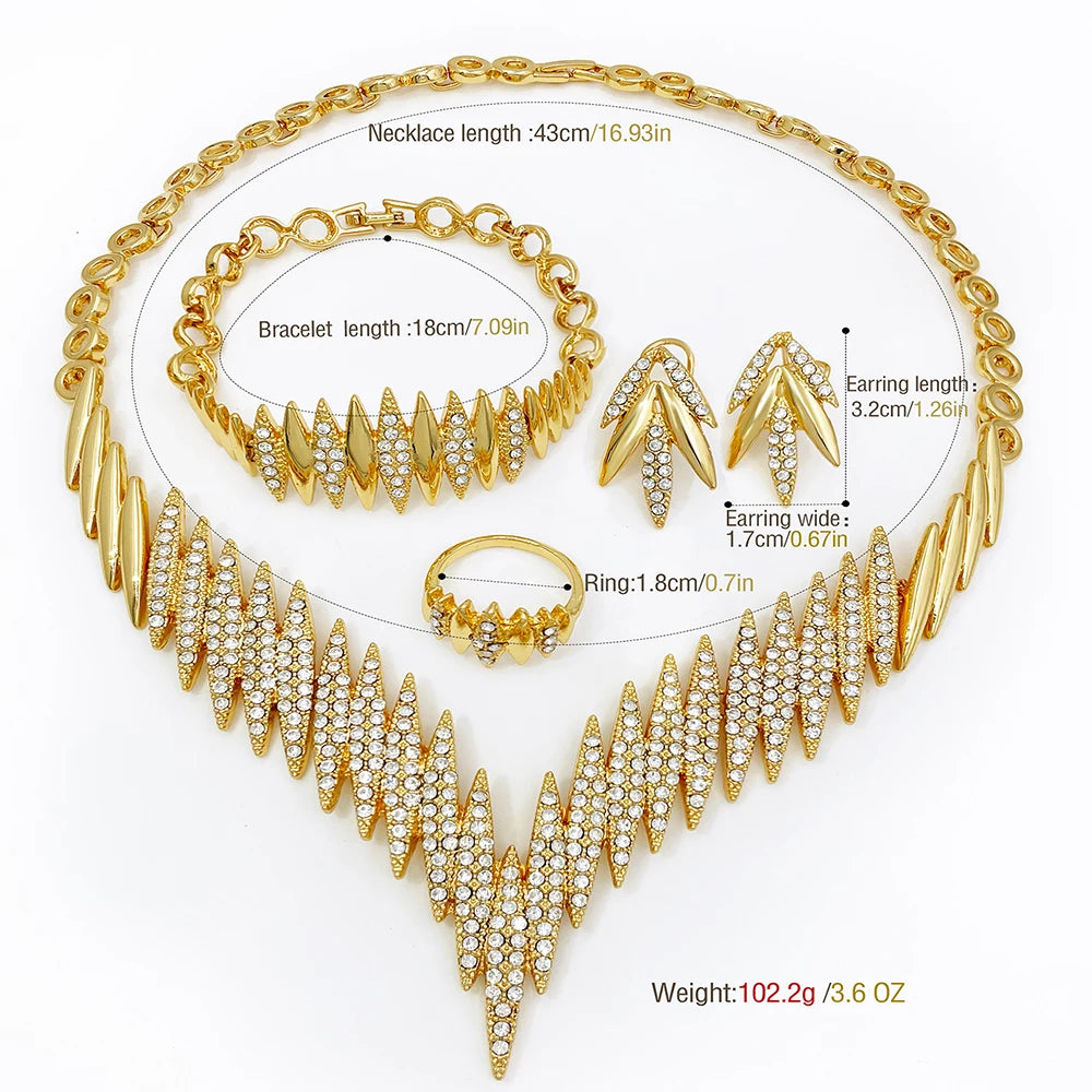 Gold 4-Piece Jewelry Set – Necklace, Earrings, Ring & Bracelet