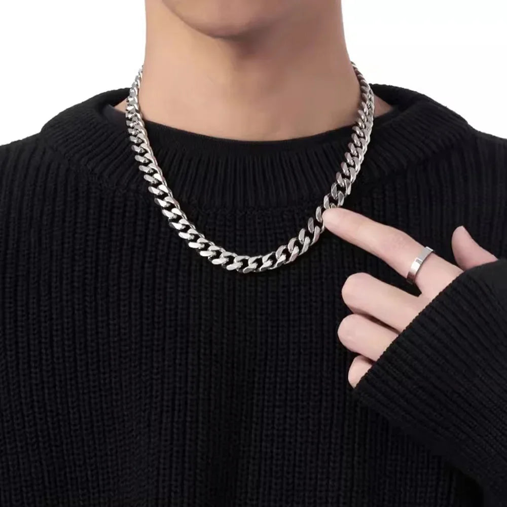 Stainless Steel Cuban Link Chain Necklace — 3/5/7mm Hip-Hop Style