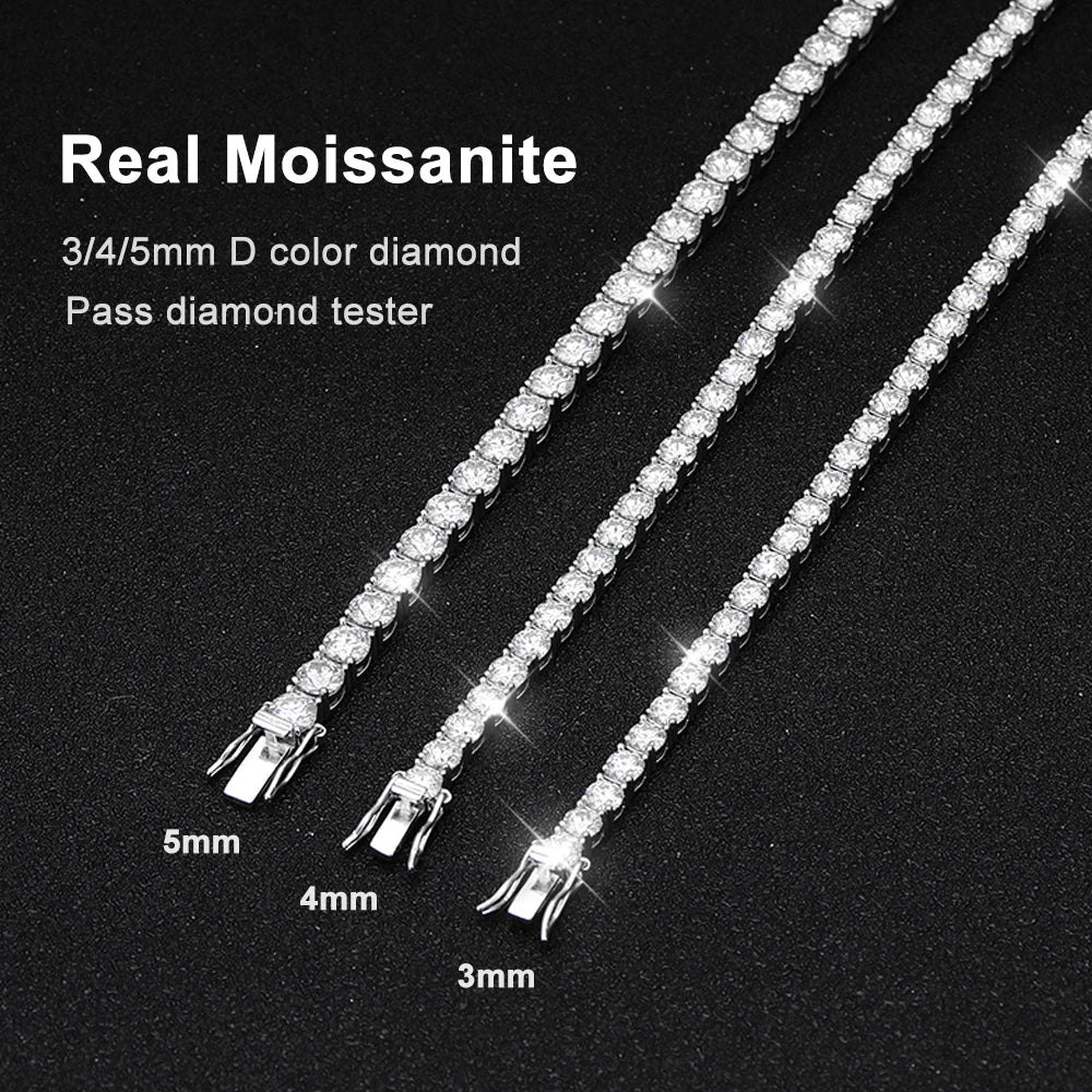 D VVS1 Moissanite Tennis Bracelet – GRA Certified 925 Silver Single Row Classic