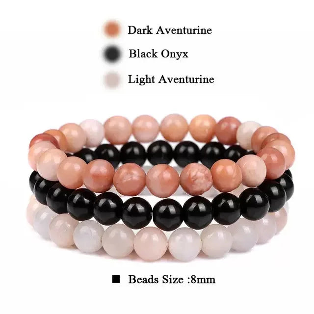 Natural Stone Bracelet Set – 8mm Healing Crystals, 3 Pieces