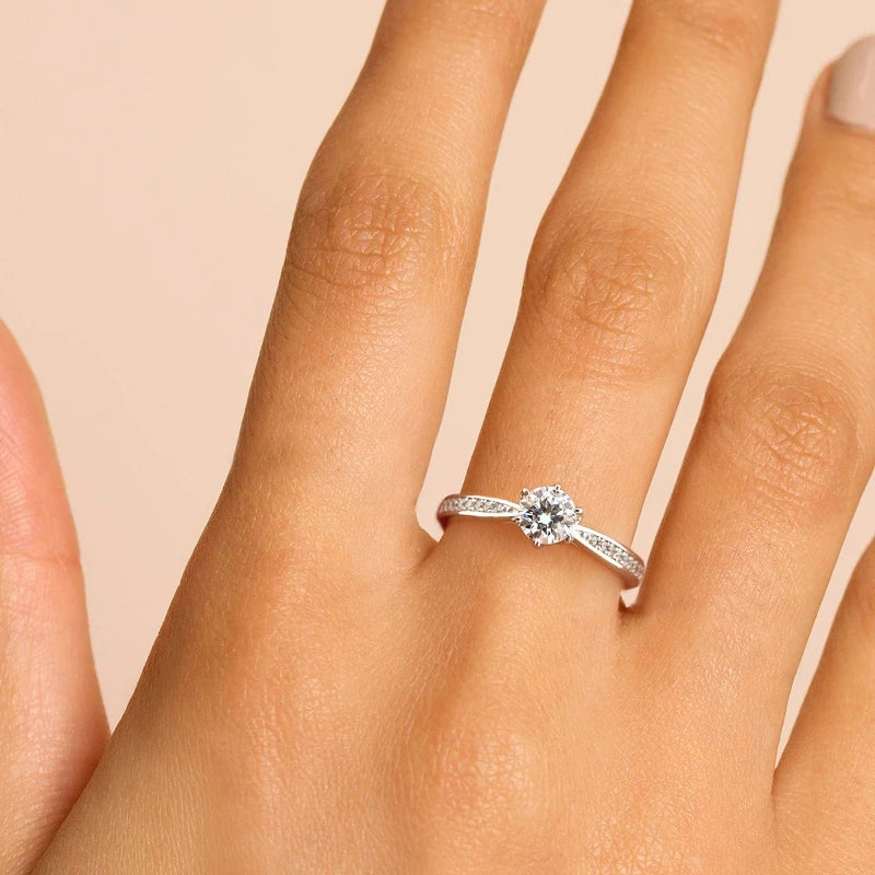 GRA Luxury Moissanite Diamond Ring – 0.5 to 1CT 925 Sterling Silver