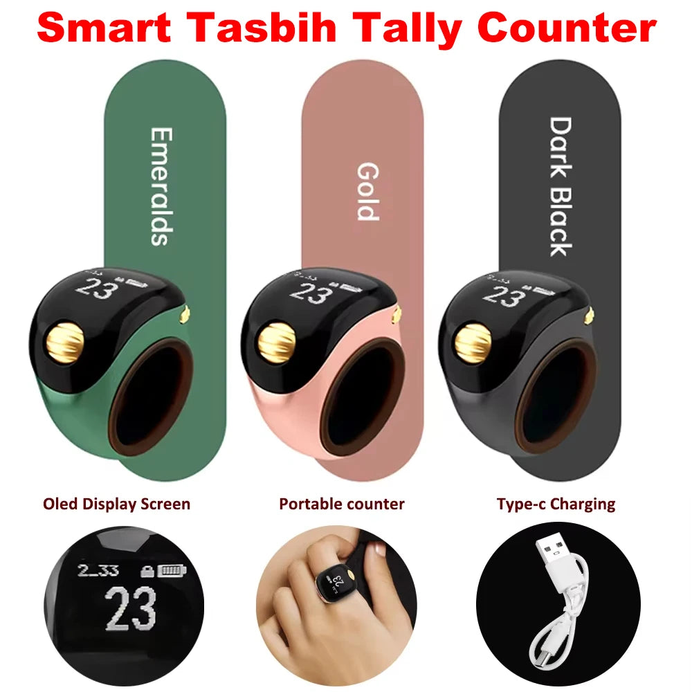 Smart Tally Counter Ring — OLED Display