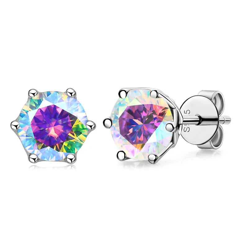 Moissanite Russian Cut Stud Earrings – 1/2/4CT VVS D Color S925 Silver Fine Jewelry