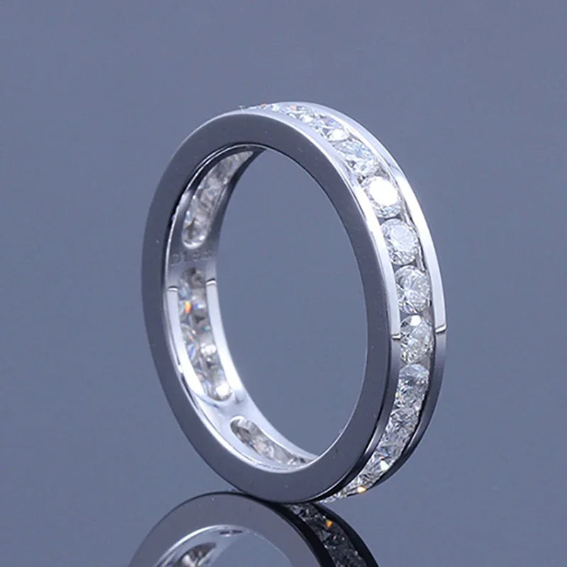 Moissanite Eternity Wedding Band | GRA Certified | 925 Sterling Silver | Gold & Silver