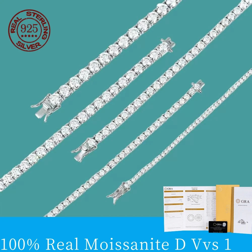 Moissanite Tennis Bracelet – GRA Certified S925 Silver Sparkling Bangle