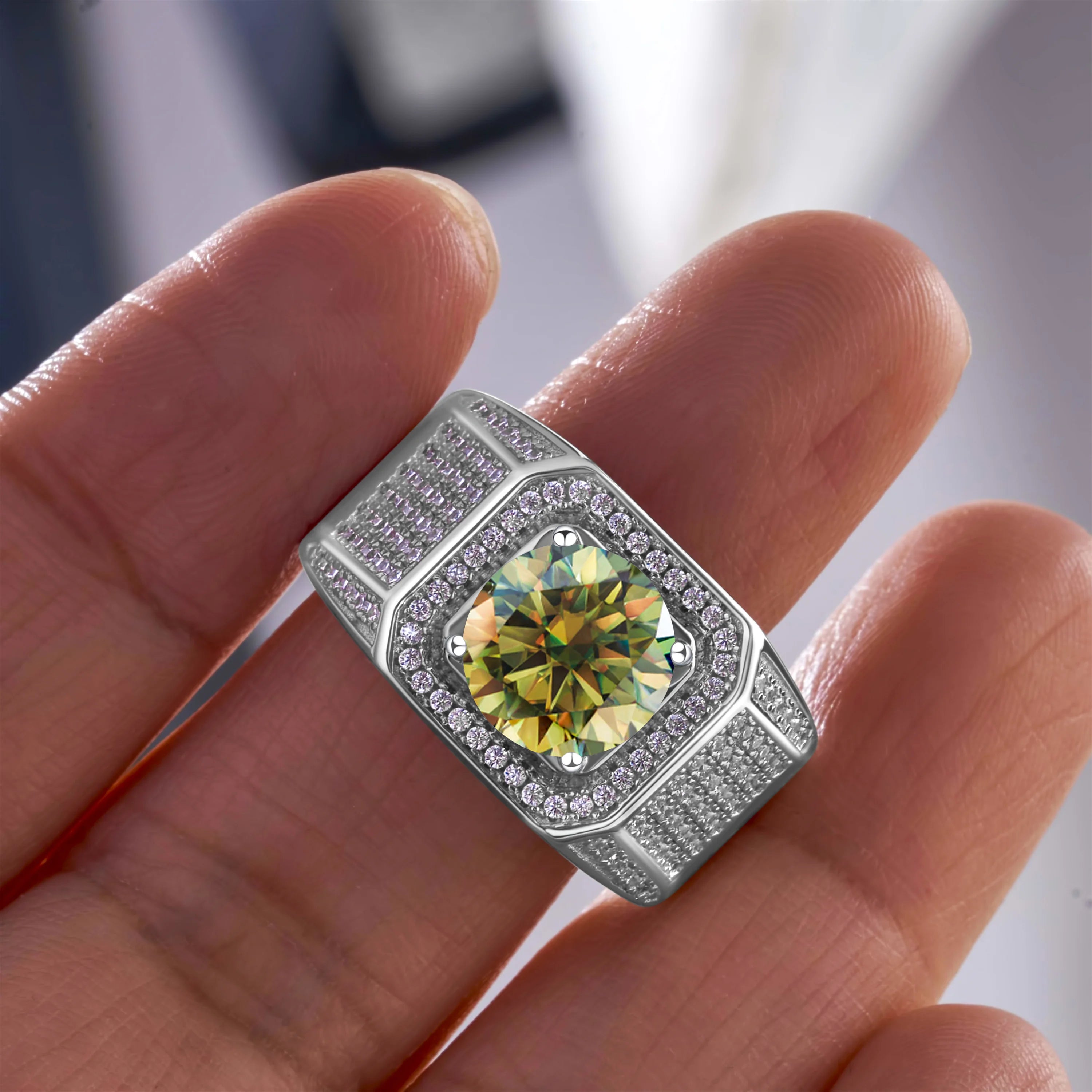 3CT Moissanite Ring | 925 Sterling Silver | Certified Wedding Band | Multi-Color