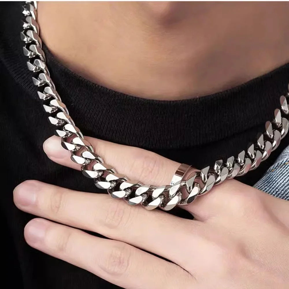 Stainless Steel Cuban Link Chain Necklace — 3/5/7mm Hip-Hop Style
