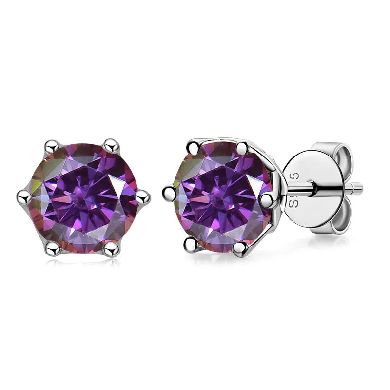 Moissanite Russian Cut Stud Earrings – 1/2/4CT VVS D Color S925 Silver Fine Jewelry