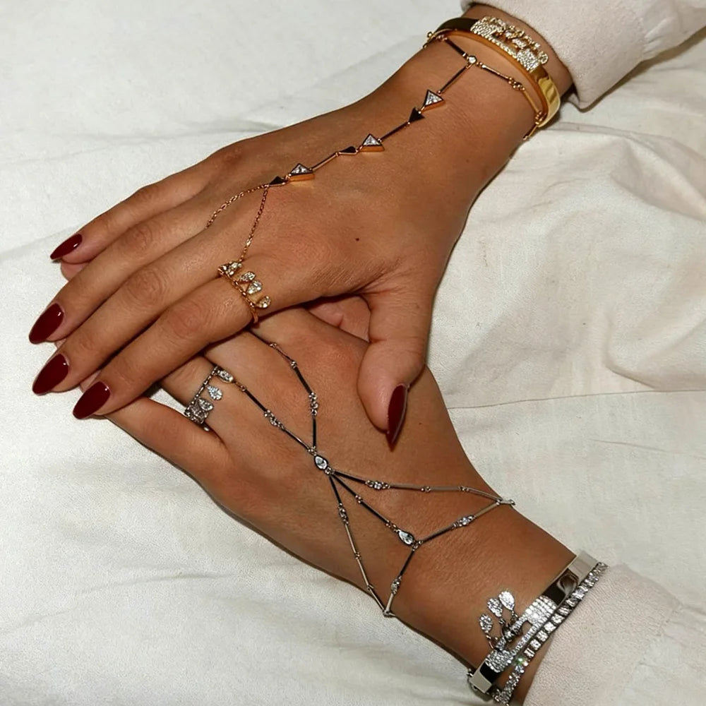 Double Chain CZ Bracelet for Women
