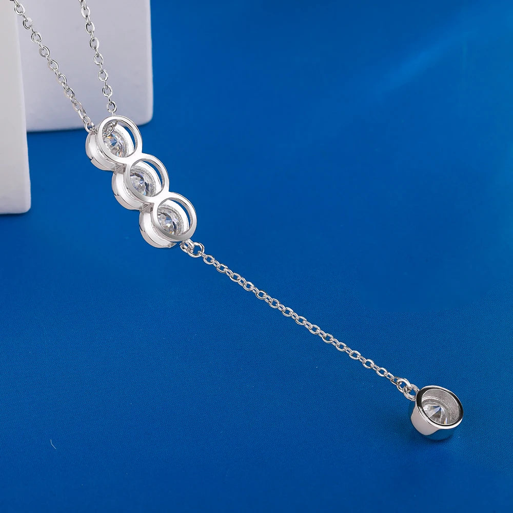 Houtros Full Moissanite Bubble Clavicle Necklace — 925 Sterling Silver 3/5mm