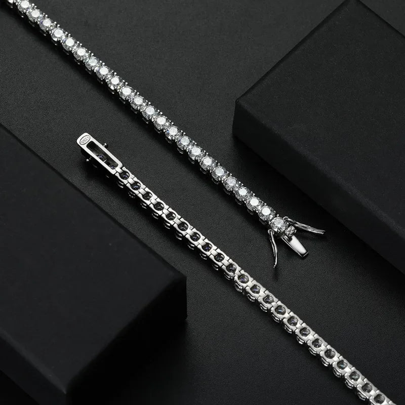 D VVS1 Moissanite Tennis Bracelet – GRA Certified 925 Silver Single Row Classic