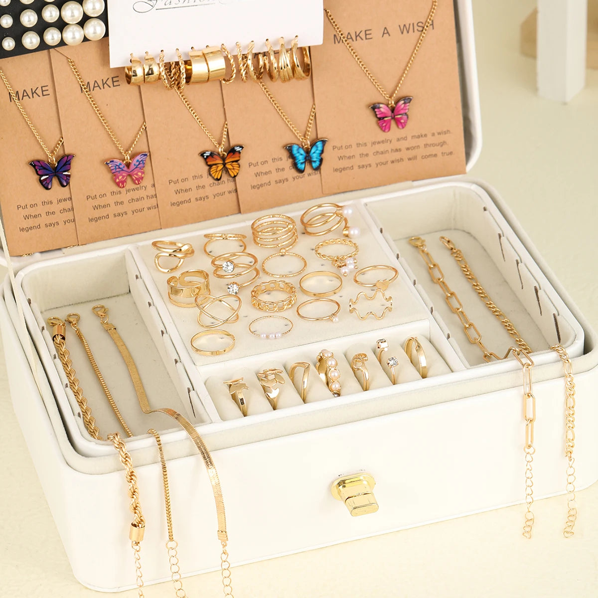 Pearl & Zircon Jewelry Collection – 104-Piece Set