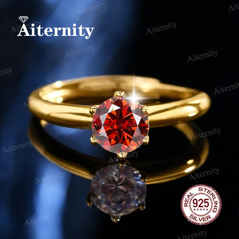 Moissanite & Zircon Ring – D VVS1 Adjustable S925 Silver Women’s Wedding Ring
