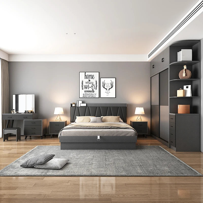 Premium Luxury Bedroom Set – King-Size Bed, Large Wardrobe & Storage | High-End European Design