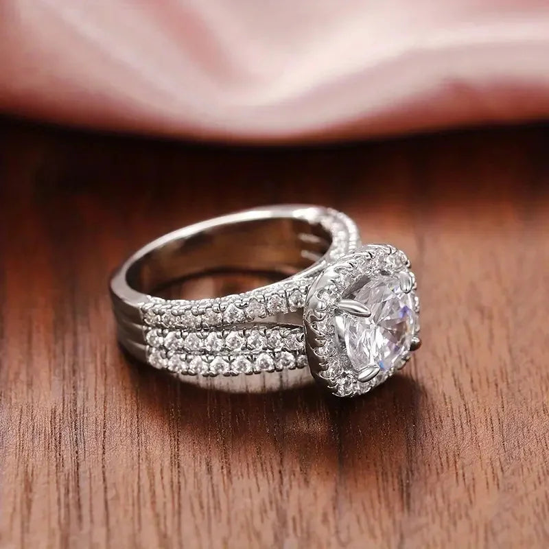 Square Moissanite Ring – Light Luxury 925 Sterling Silver Women’s Engagement Gift