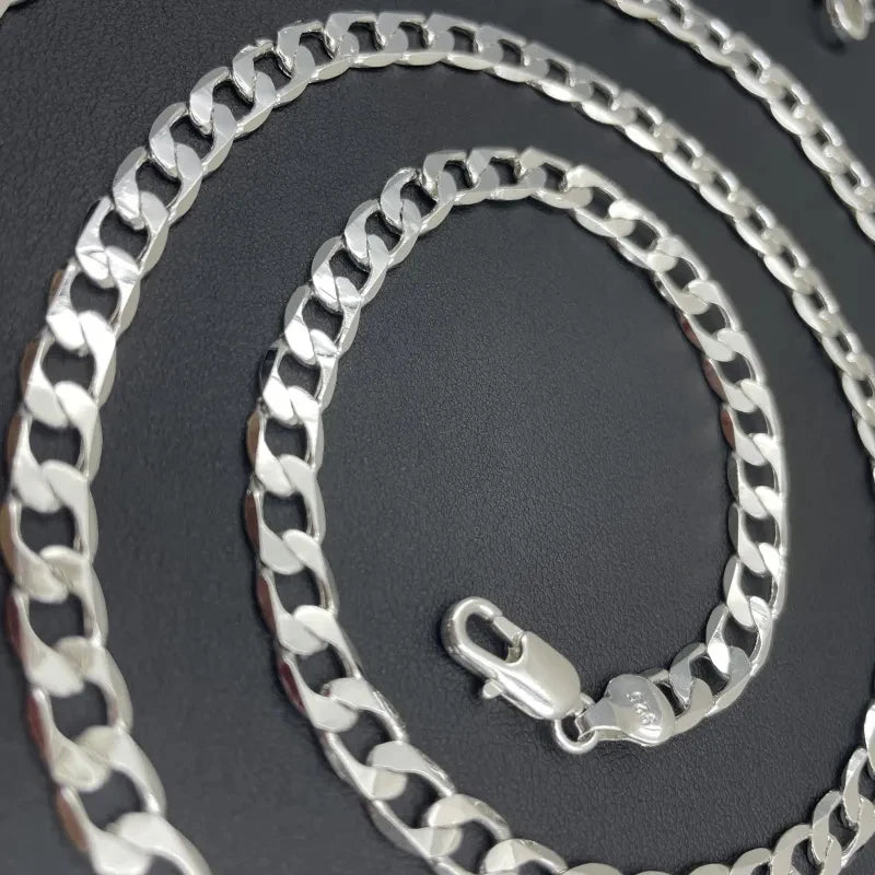 Men’s Face Chain Necklace – 925 Sterling Silver 2–12mm 40–75cm