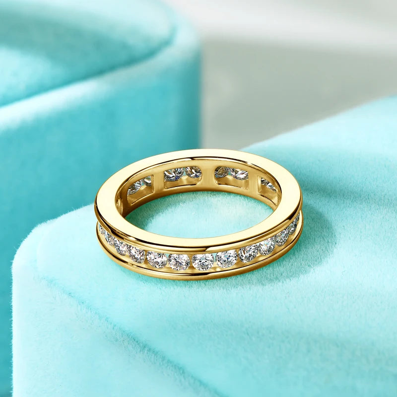 Moissanite Eternity Wedding Band | GRA Certified | 925 Sterling Silver | Gold & Silver