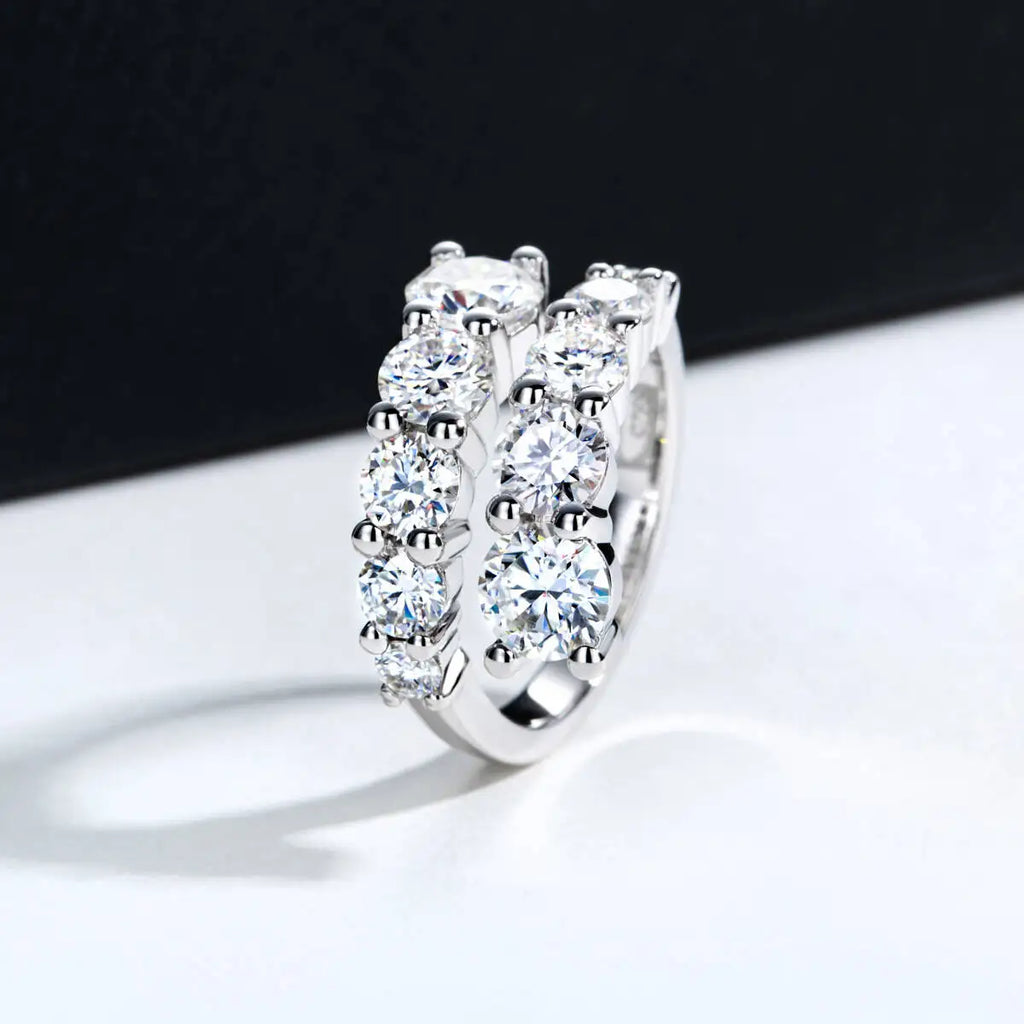 3.8CT Full Moissanite Wedding Band | 10 Gems | 925 Sterling Silver | GRA Certified