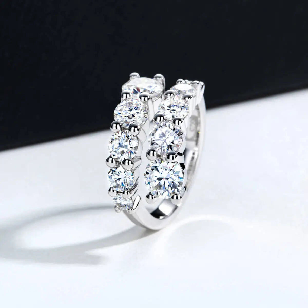 3.8CT Full Moissanite Wedding Band | 10 Gems | 925 Sterling Silver | GRA Certified