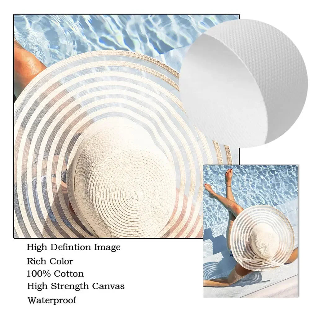 Tropical Beach Canvas Wall Art – Blue Sea Wave & Shell Poster
