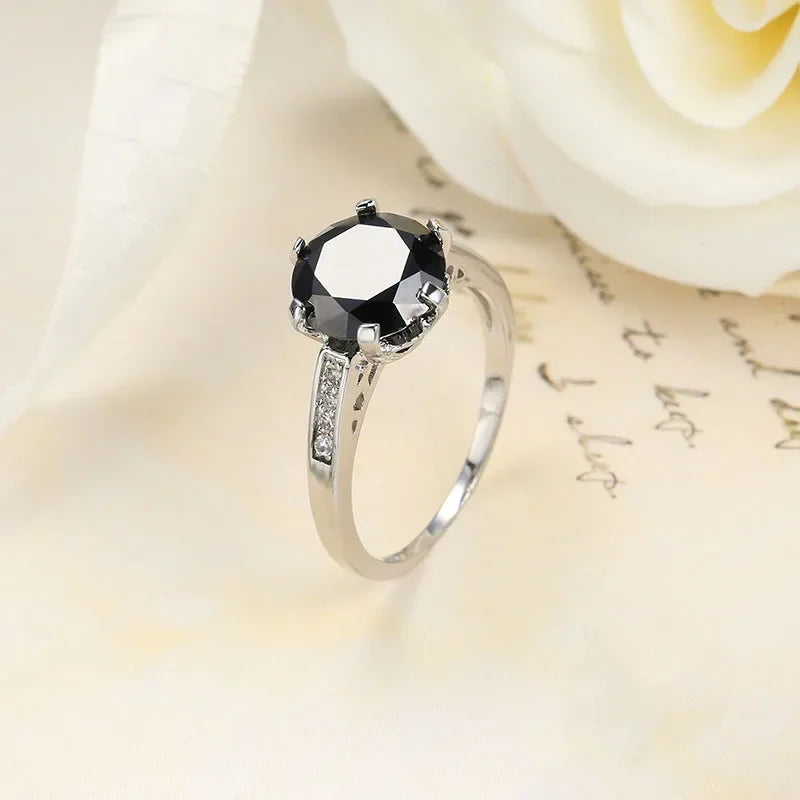 Vintage Black Obsidian Solitaire Ring – 925 Sterling Silver | Women's Fine Jewelry