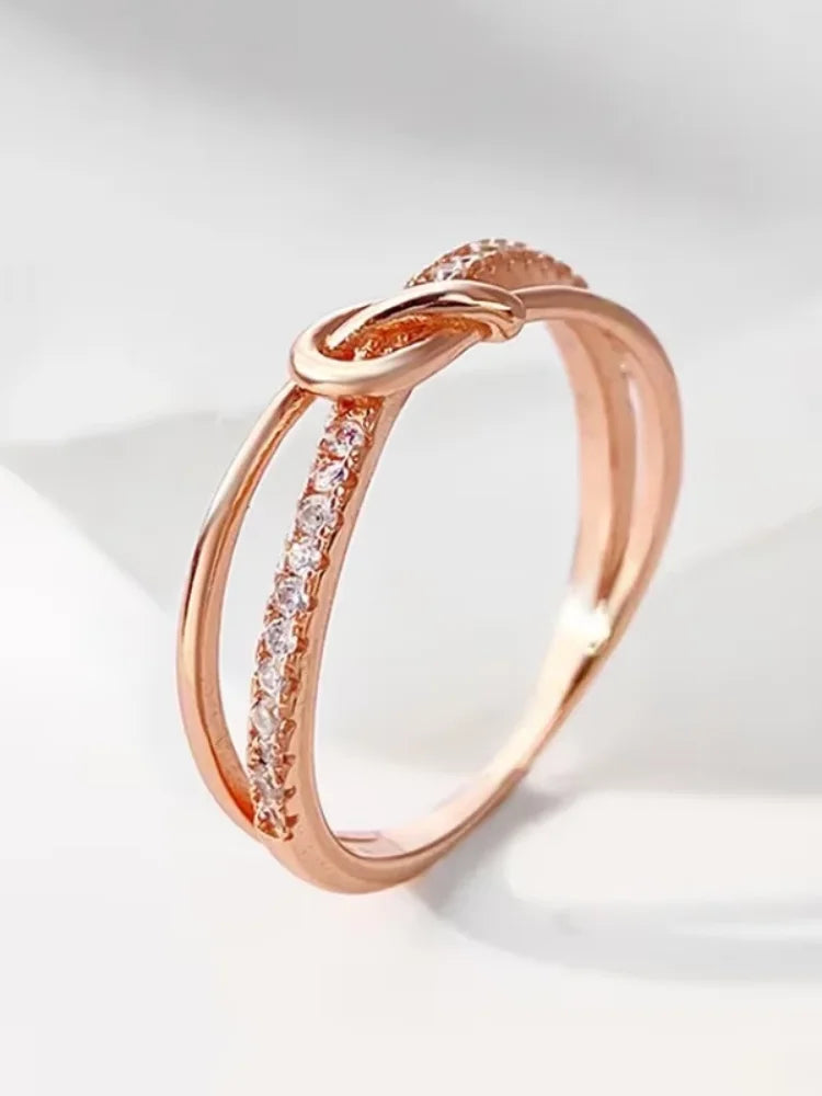 Gold Knot Double Ring – 925 Sterling Silver Women’s Wedding Band