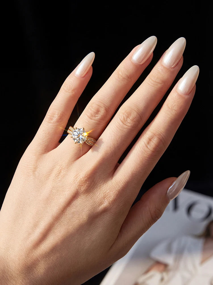 1CT Moissanite Solitaire Ring – 925 Sterling Silver | D Color VVS1 | Gold & Silver