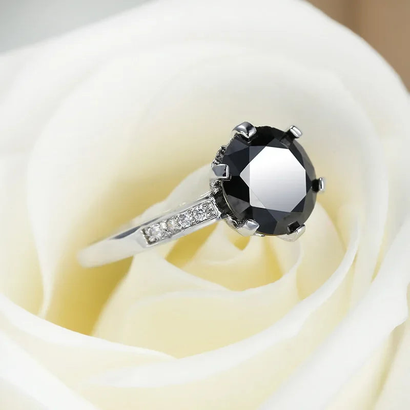 Vintage Black Obsidian Solitaire Ring – 925 Sterling Silver | Women's Fine Jewelry