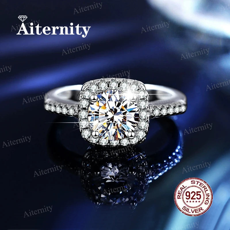 Moissanite & Zircon Ring – D VVS1 Adjustable S925 Silver Women’s Wedding Ring
