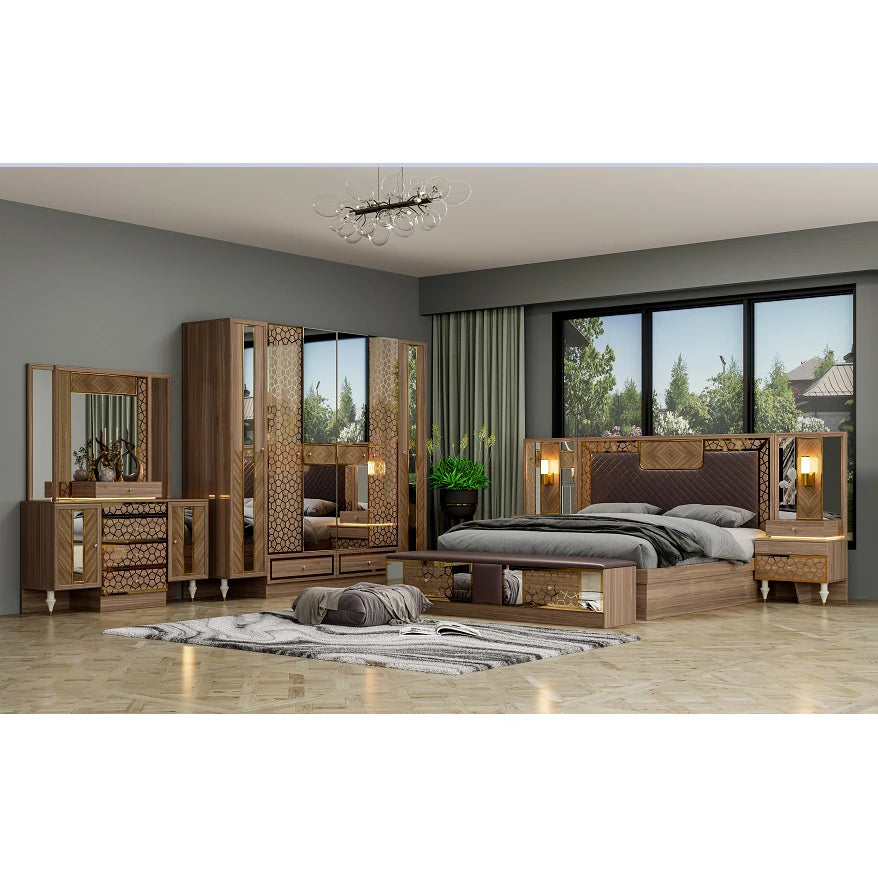 Luxury Bedroom Furniture Set – Bed, Wardrobe, Nightstands & Dressing Table