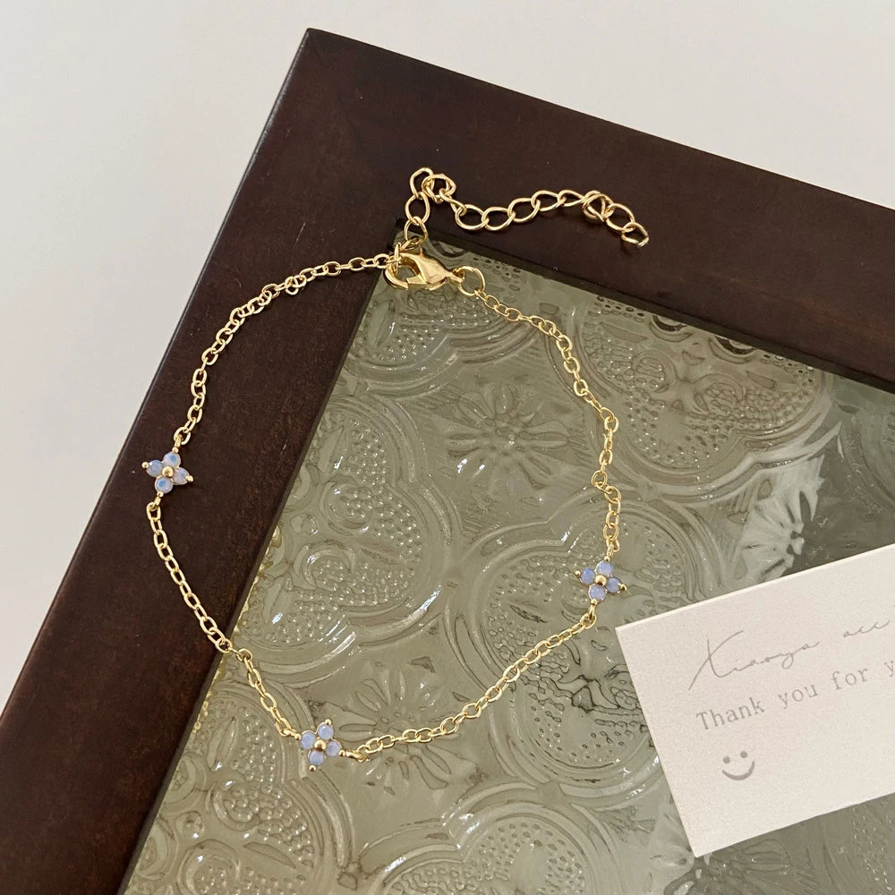 Four Leaf Clover Zircon Necklace – 18K Gold Stainless Steel Lucky Charm for Women