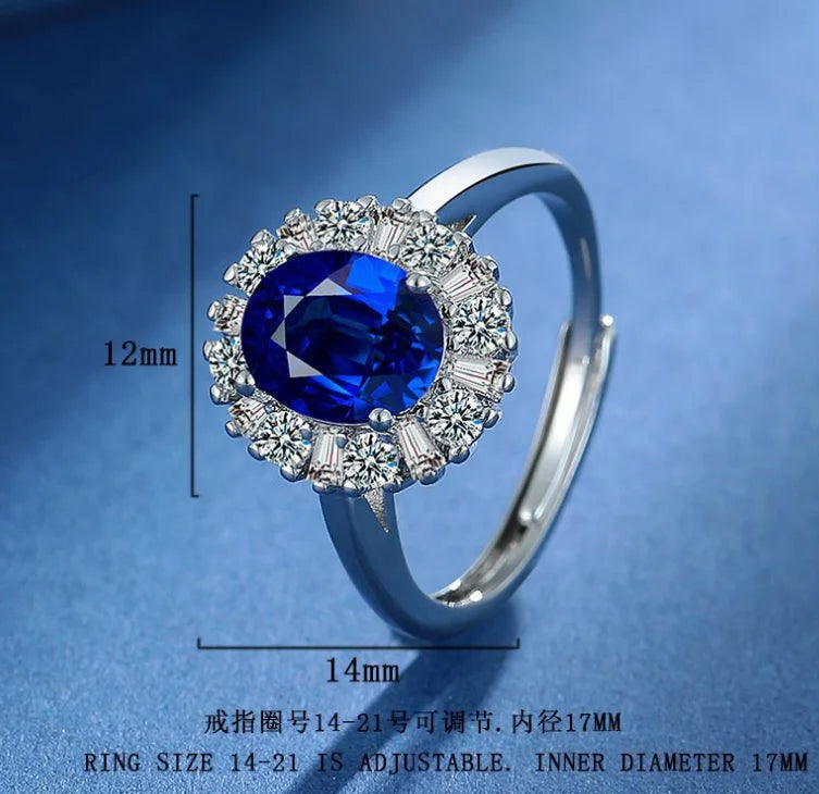 Blue Sapphire Jewelry Set – 925 Sterling Silver Necklace, Earrings & Ring for Women