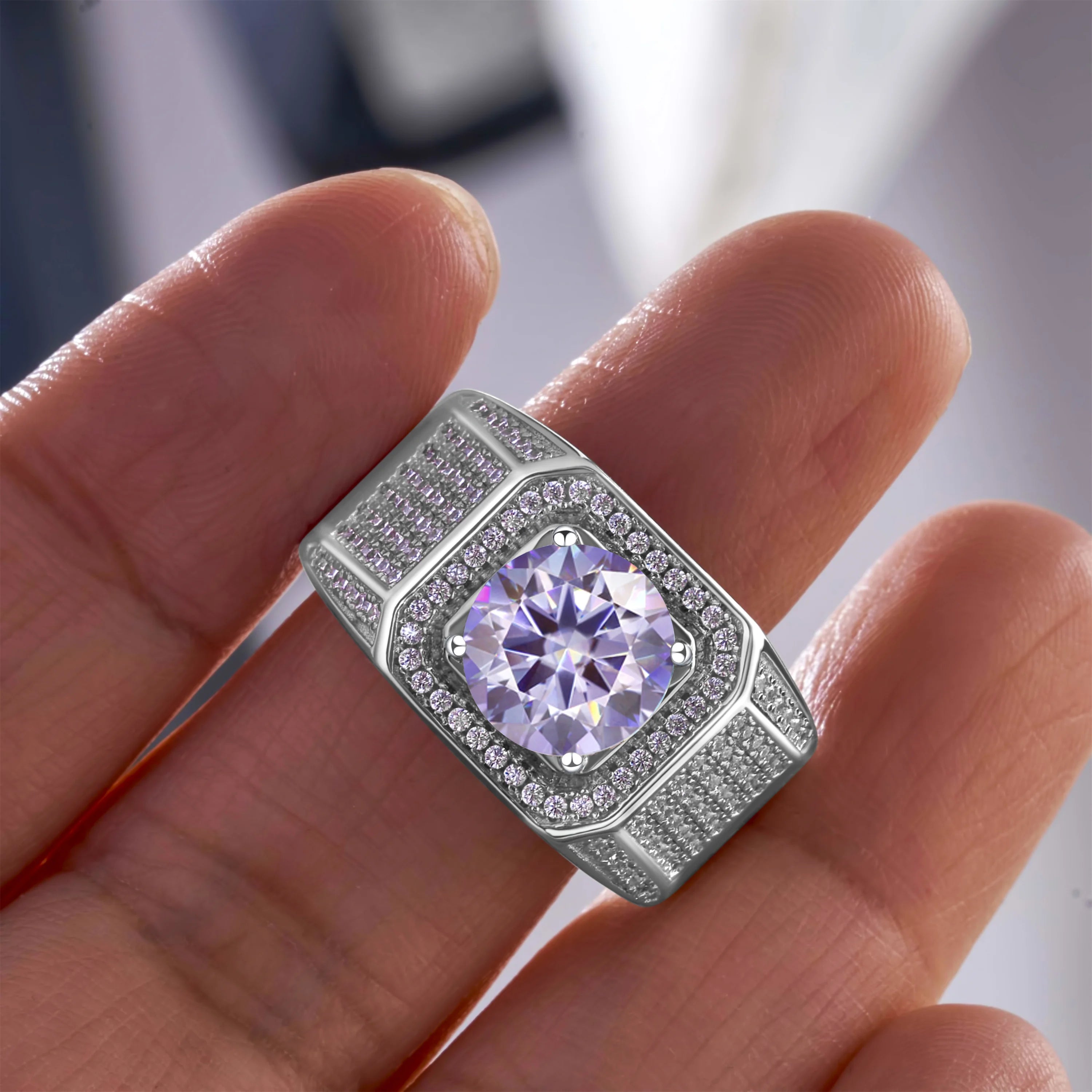 3CT Moissanite Ring | 925 Sterling Silver | Certified Wedding Band | Multi-Color