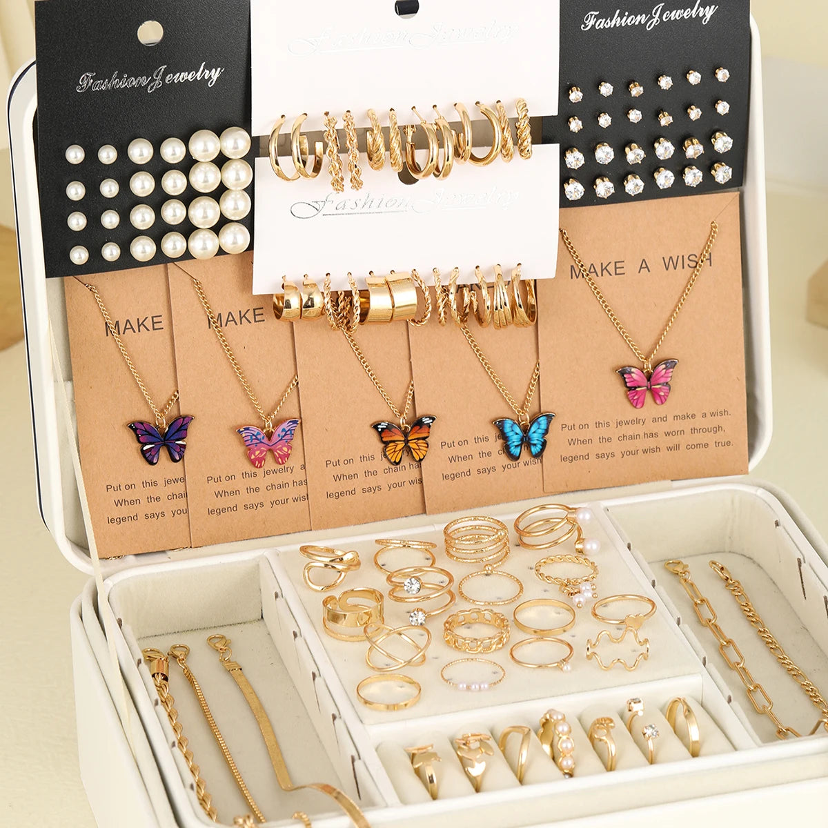 Pearl & Zircon Jewelry Collection – 104-Piece Set
