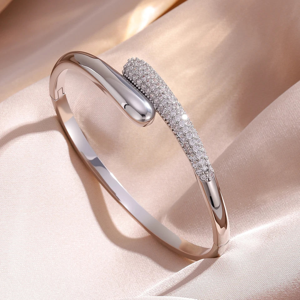 Zircon Water Drop Jewelry Set – Bracelet, Ring & Earrings
