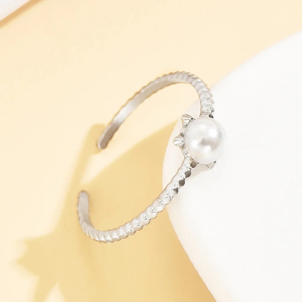 Pearl Adjustable Ring – 18K Gold Stainless Steel