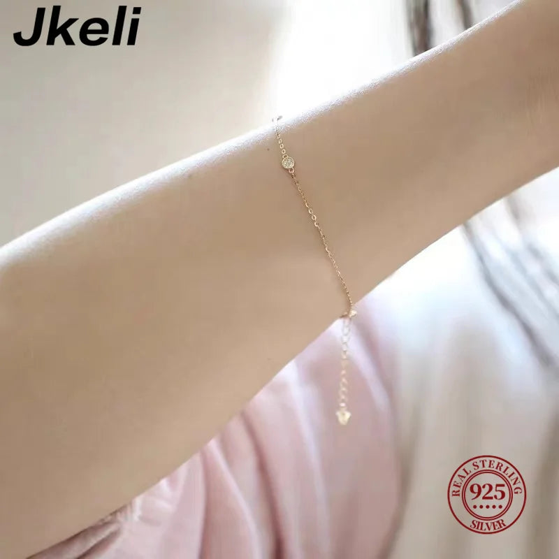 Zircon Charm Bracelet – 925 Sterling Silver 14K Gold Plated Women’s Jewelry