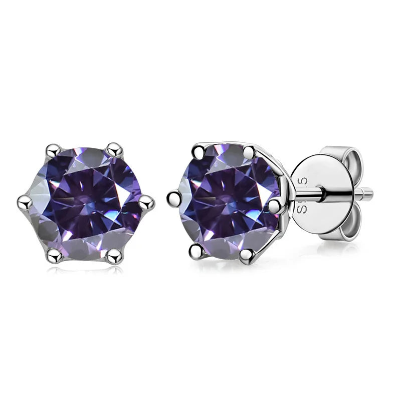 Moissanite Russian Cut Stud Earrings – 1/2/4CT VVS D Color S925 Silver Fine Jewelry