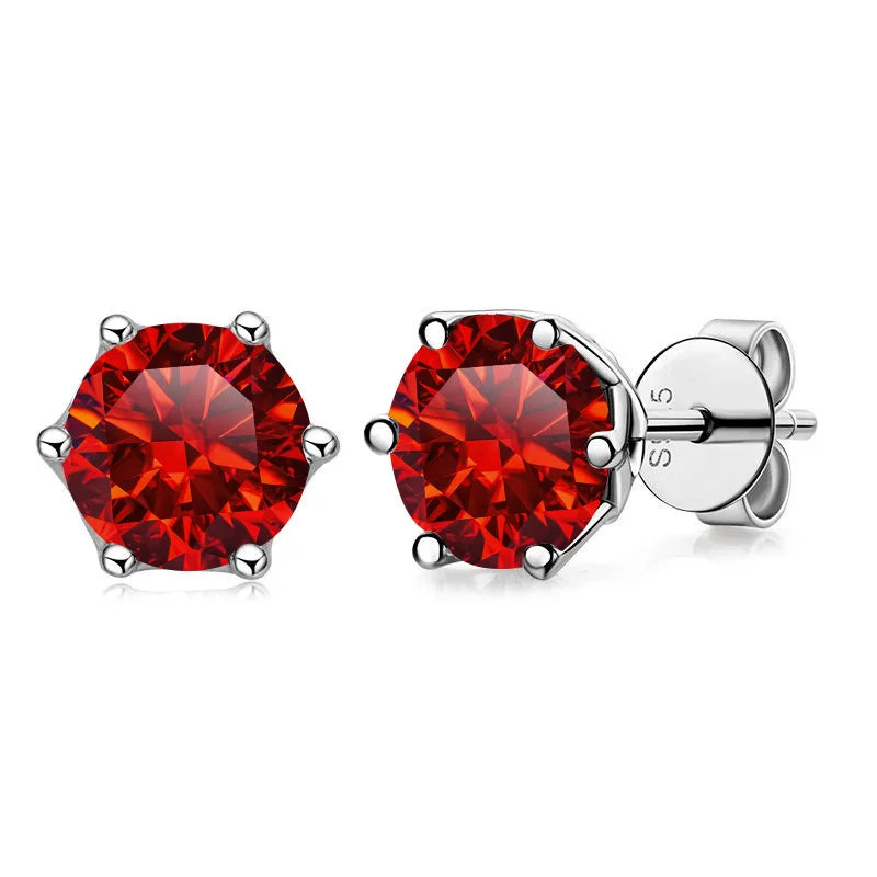 Moissanite Russian Cut Stud Earrings – 1/2/4CT VVS D Color S925 Silver Fine Jewelry