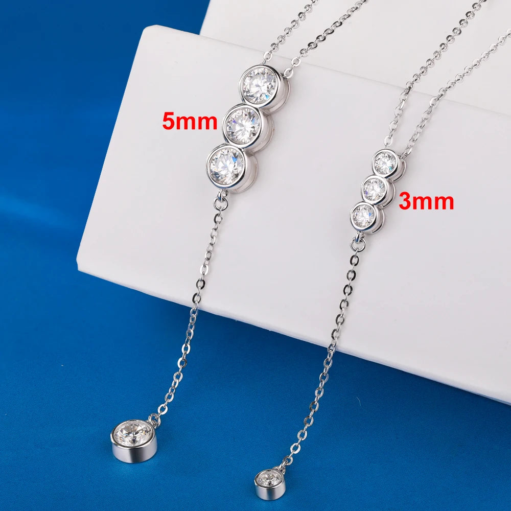 Houtros Full Moissanite Bubble Clavicle Necklace — 925 Sterling Silver 3/5mm