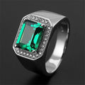 Lab Emerald & Sapphire Solitaire Ring – 925 Sterling Silver | 5CT | Men & Women