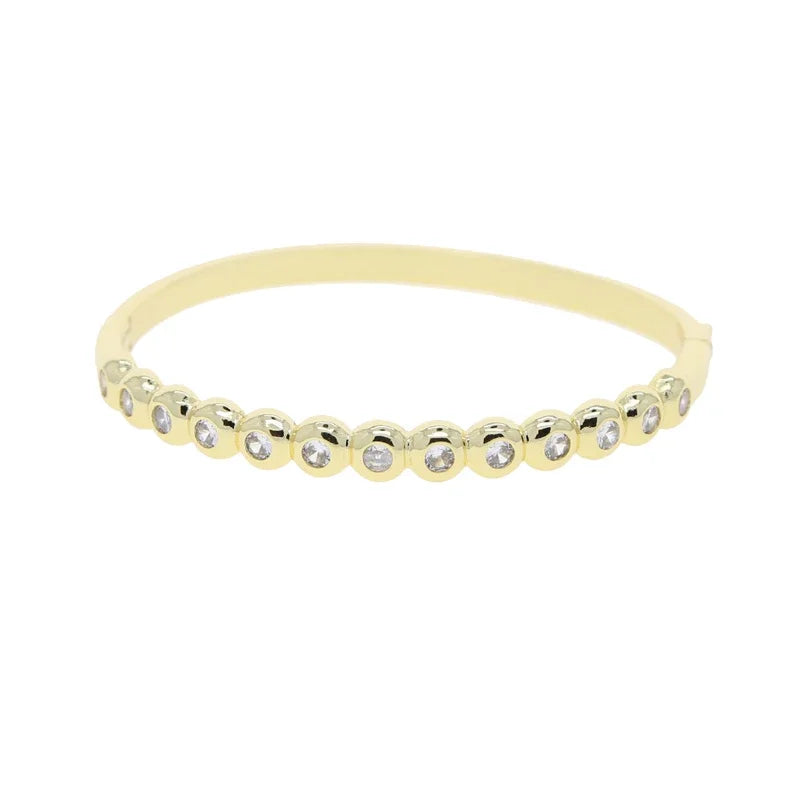 CZ Gold Jewelry Set – Bracelet, Bangle & Ring